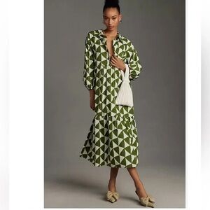 The Bettina Tiered Shirt Dress by Maeve Anthropologie XS Petite